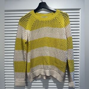 All Saints Yellow and Cream Striped Sweater